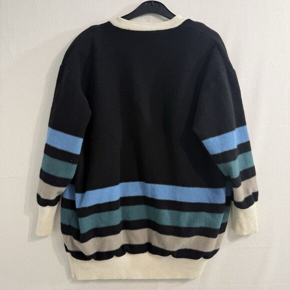 Vintage Sonia Sonia Rykiel Womens Wool Cardigan Strip Size 46 Padded Shoulder - Picture 2 of 16